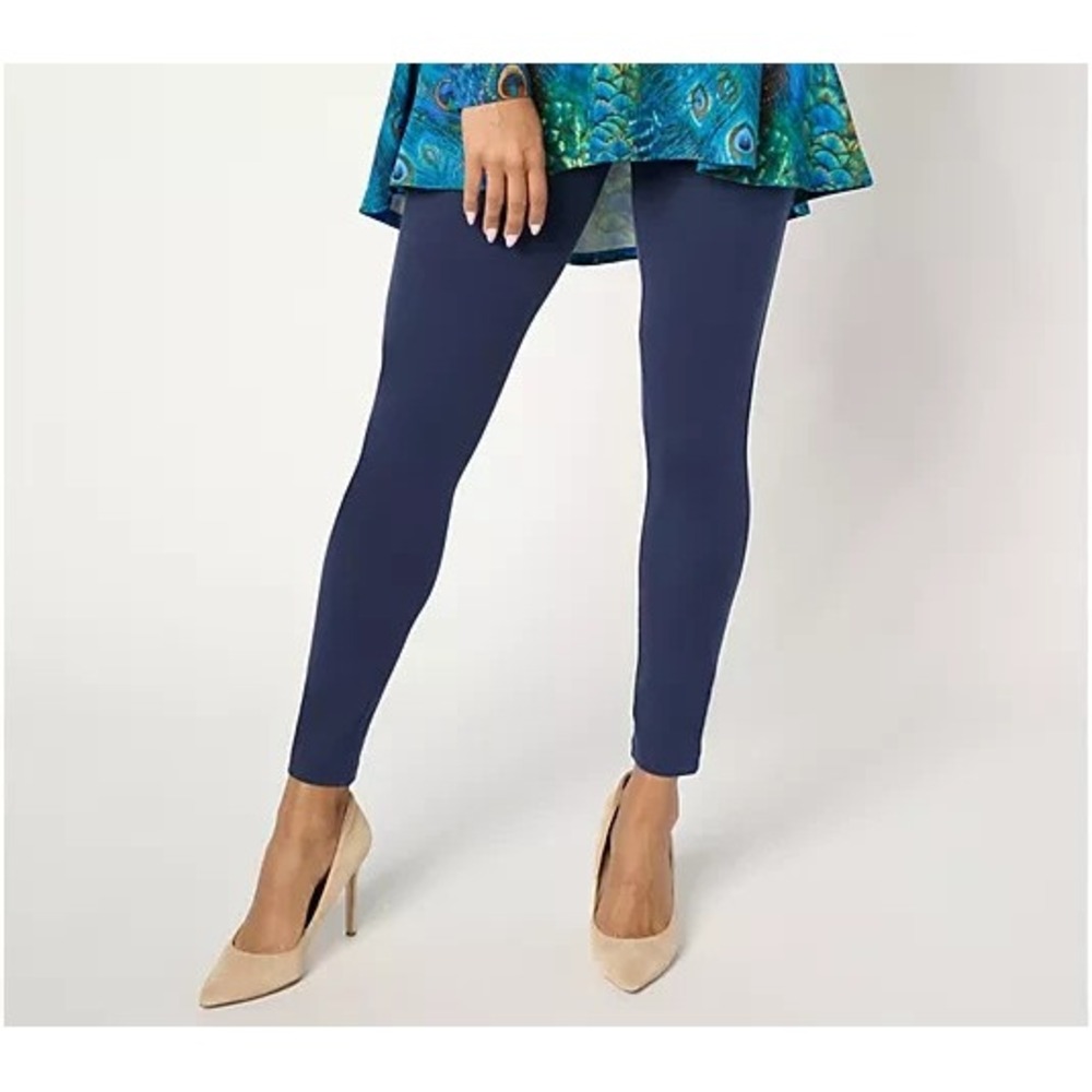 Women with Control Tall Knit Leggings Navy Tall Small #5"